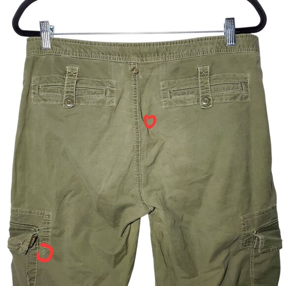 Prana Cargo Pants Womens 10 Green Baggy Wide-Leg Roll-Up Y2K Retro - Picture 6 of 7